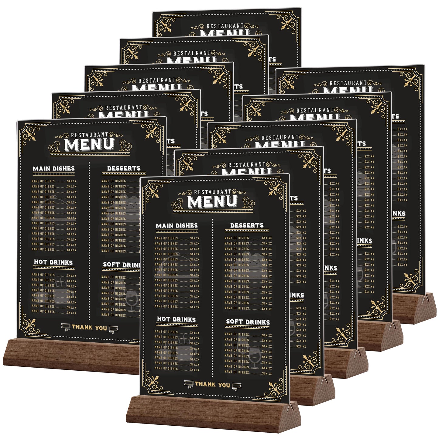 Srvnpioy 10 pieces A5 table stands T stand for photos, menu cards, A5 table-top advertising stand menu card holder A5 made of clear acrylic for restaurant, store, school, cafe shop, hotel.