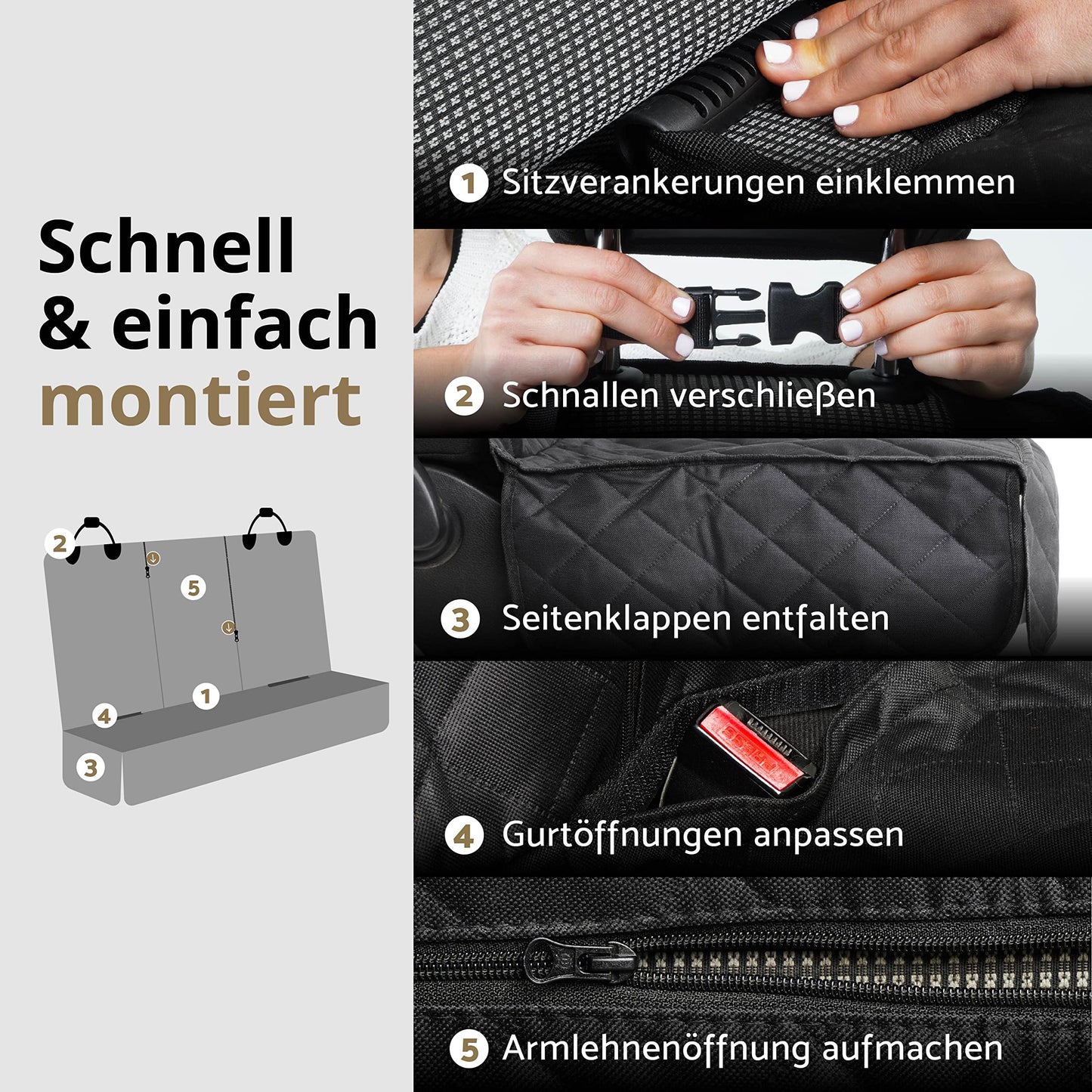 AMZPET Dog Car Seat Cover (Compact: 122 cm) - Waterproof - Non-Slip & Scratch-Resistant - Durable - 56 x 45 x 122 cm