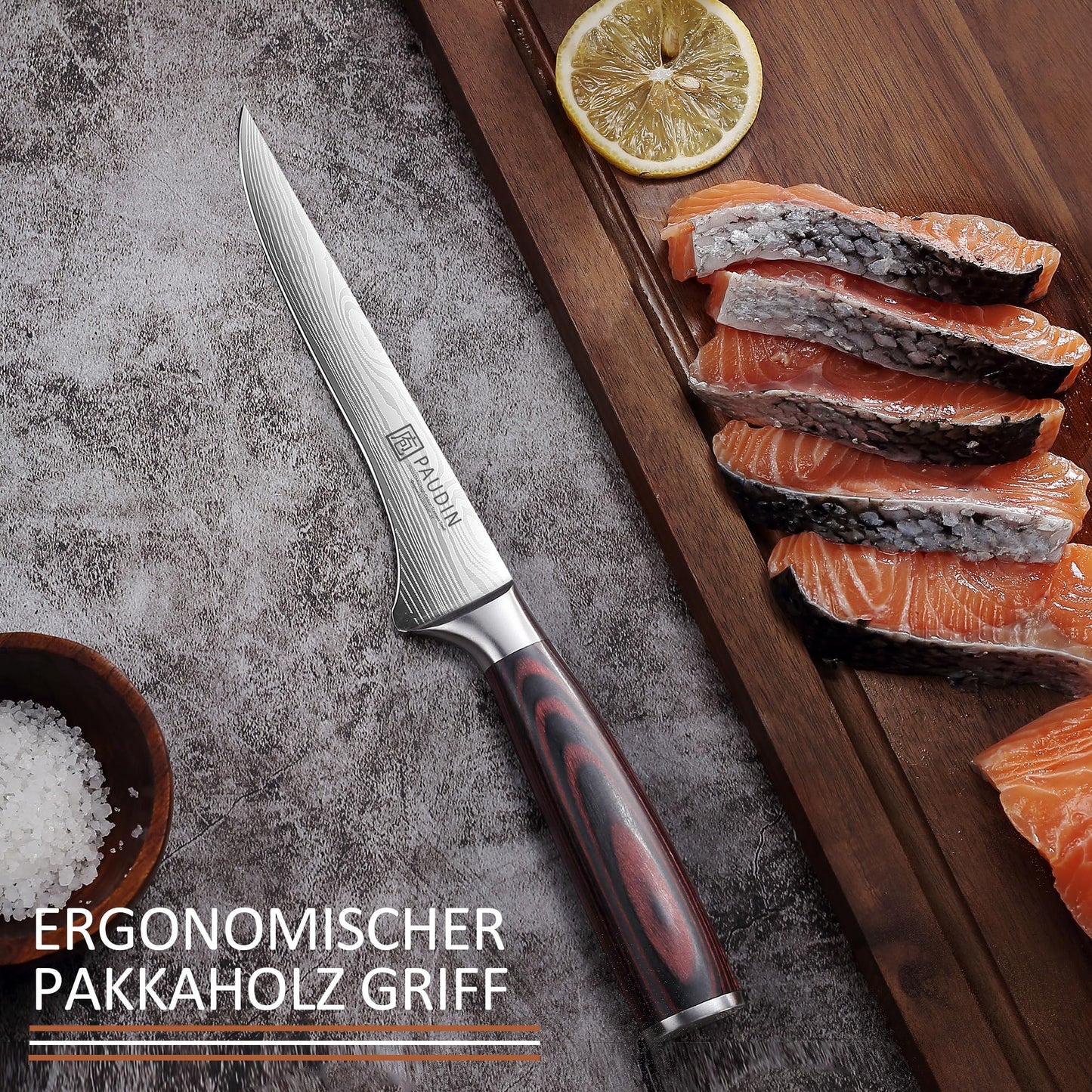 PAUDIN 15 cm fillet knife kitchen knife made of high-quality stainless steel, professional chef's knife with sharp blade