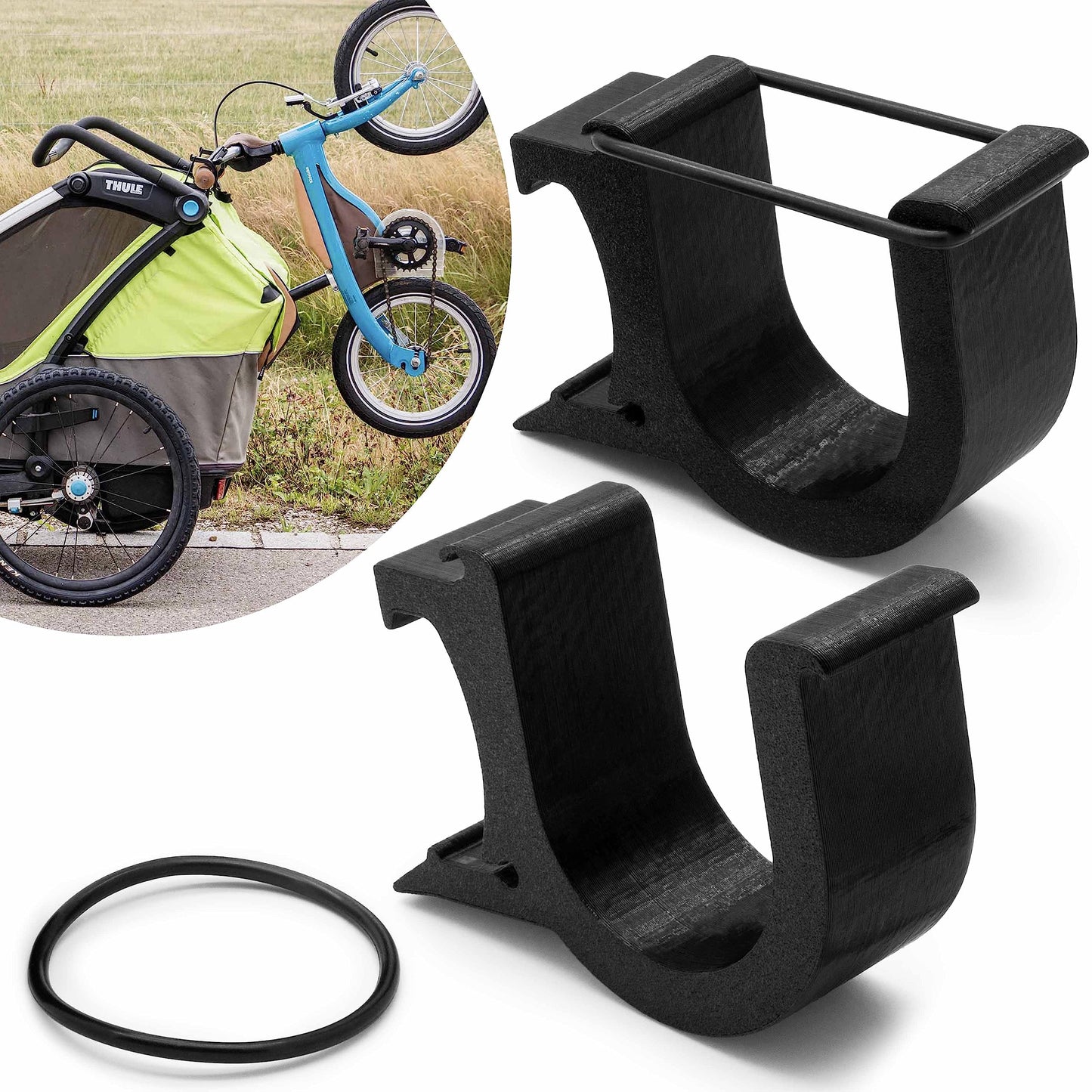 Mobilefox Universal Bike Wheel Mount Holder Adapter compatible with Thule Chariot Trailer.