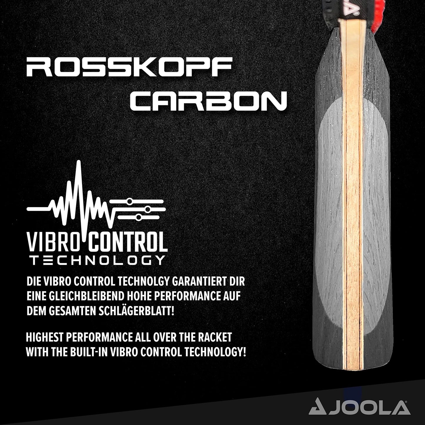 JOOLA Professional Table Tennis Bat Rosskopf Carbon & 54206 Table Tennis Bat Carbon X Pro ITTF approved professional competition table tennis bat 7 stars, 2mm sponge thickness, Black/Grey
