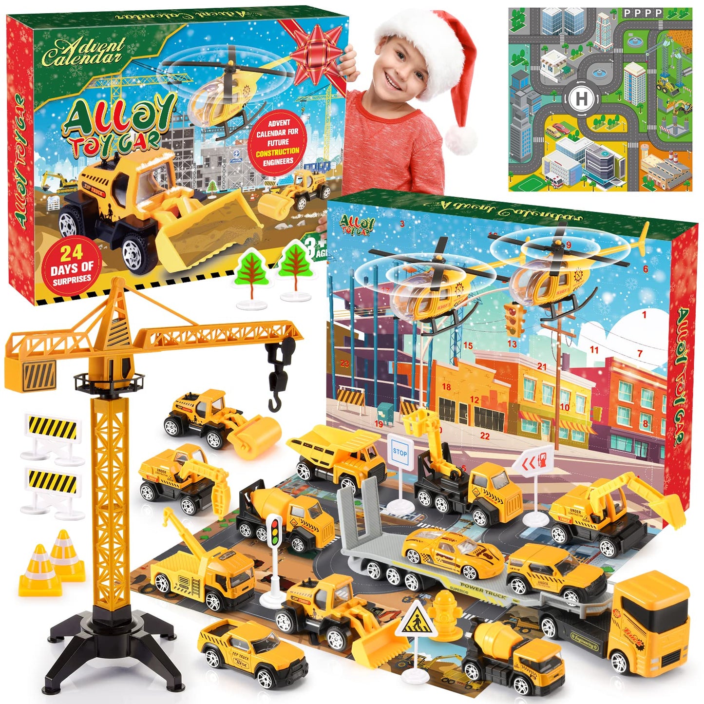 Adeokay Advent Calendar 2025 Kids, Toys for 3 4 5 6 Year Old Boy Christmas Countdown Calendar Gift Boy 3-6 Years Construction Toys for 3-6 Year Olds advent calendar for kids