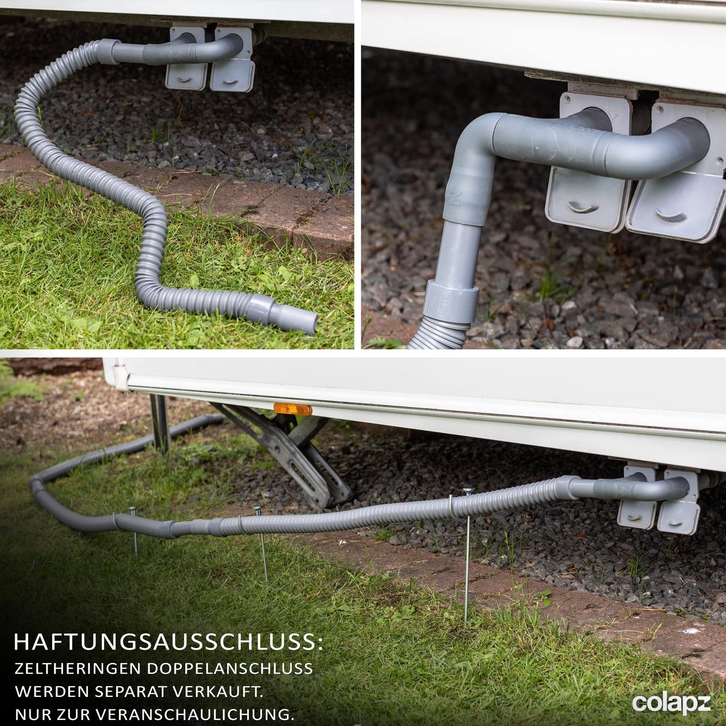 Collapsible water hose waste tank for van/RV/caravan - Extendable & collapsible 4m waste pipe system - Camping accessory for travel - Easy waste disposal