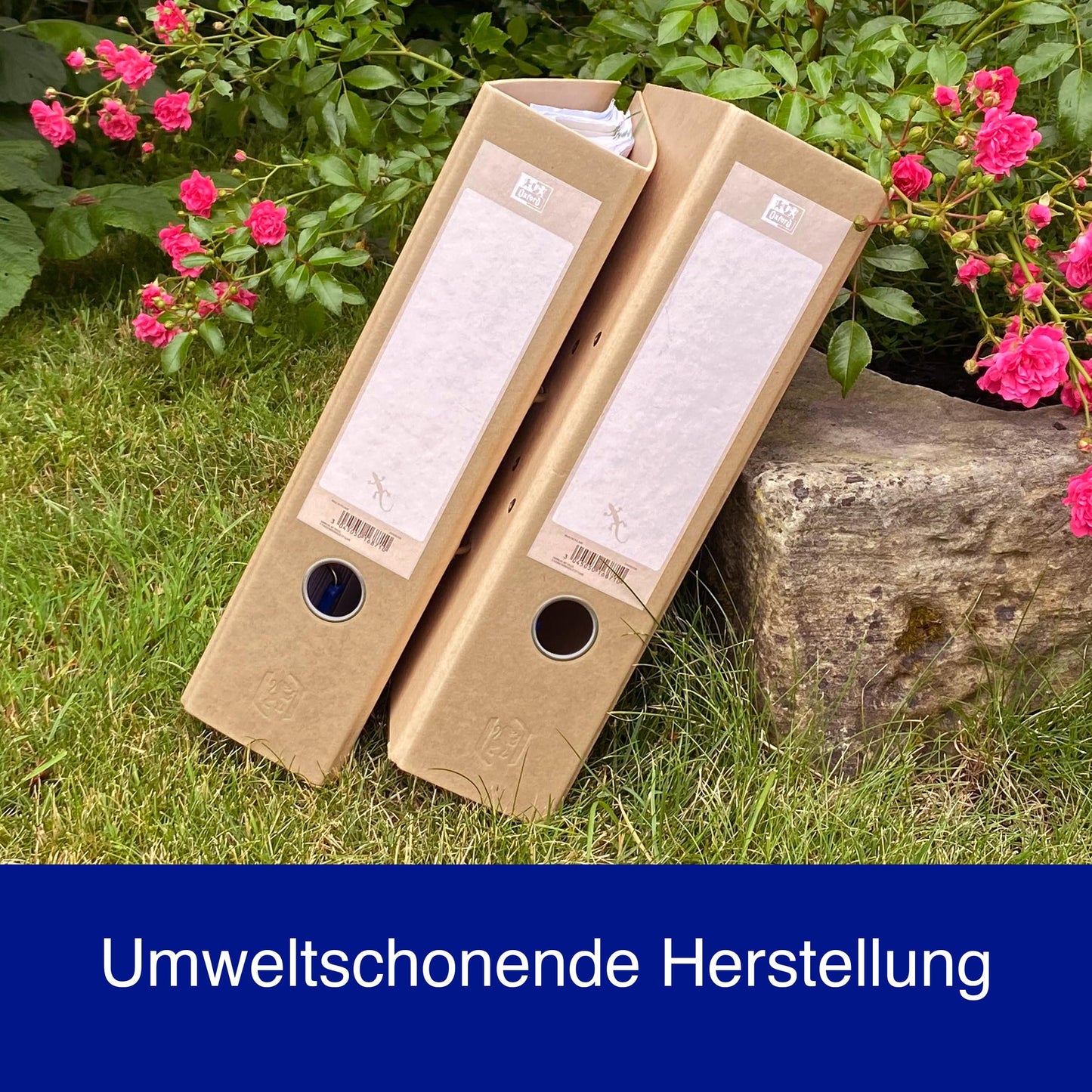 Oxford A4 folder, 8cm wide, eco-friendly, in beige, pack of 3.