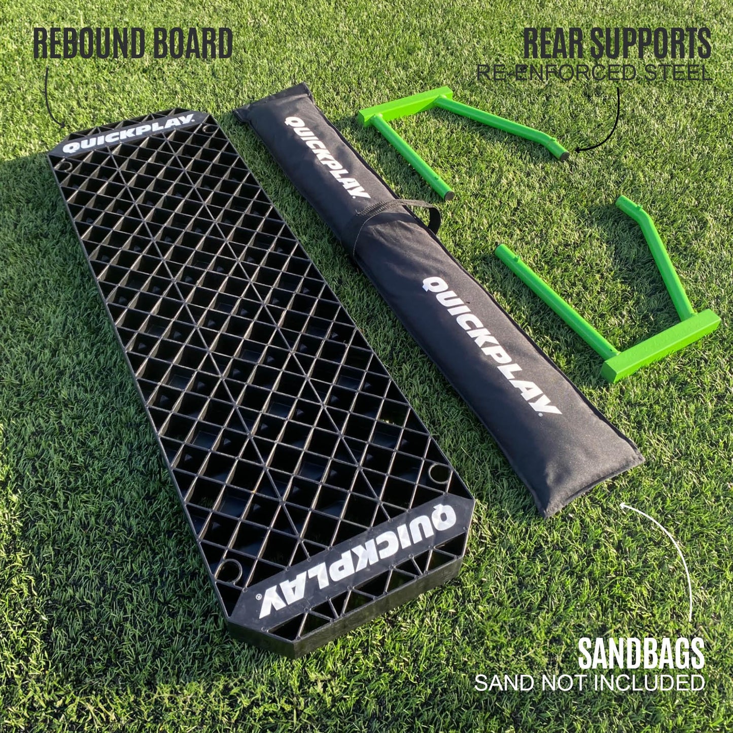 QUICKPLAY Replay Station Soccer Portable Rebound Wall - Portable Rebounder Board with Two Surfaces and Adjustable Angle - Soccer Training Equipment for Ball Control and Passing Drills