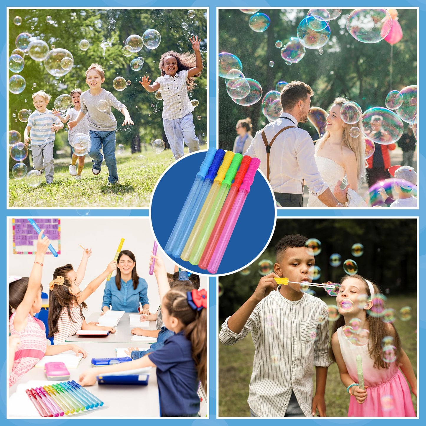 JOYIN 12 pieces 4oz(118ml) Bubble Wand, Bubble Set for Kids with 12 bags 12ml Bubble Solution, Bubble Sword for Wedding Birthday Party Baptism Valentine's Day, Summer Toy