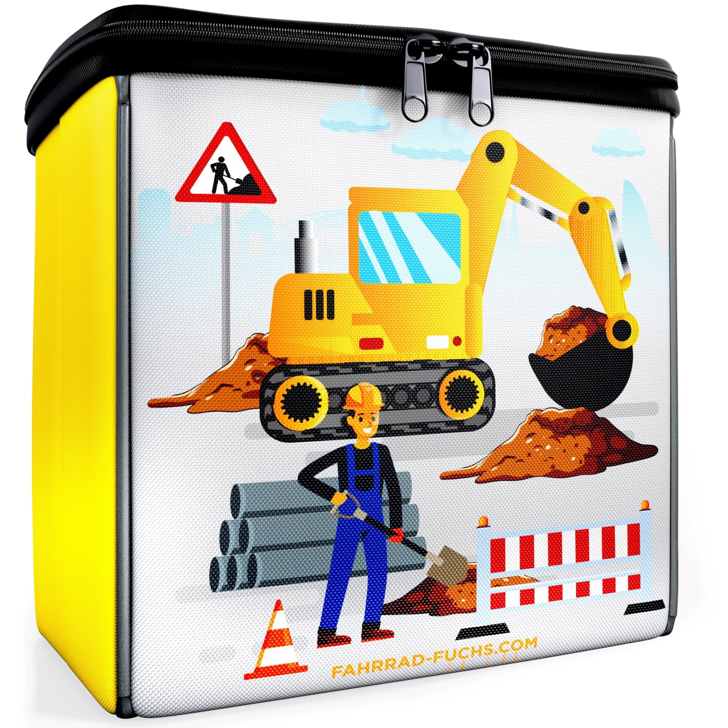 Handlebar Bag Bike Kids - Excavator Yellow - Handlebar Bag, Front Bike Basket Kids, Balance Bike Basket, Kids Bike Basket - Water repellent, Universally fitting