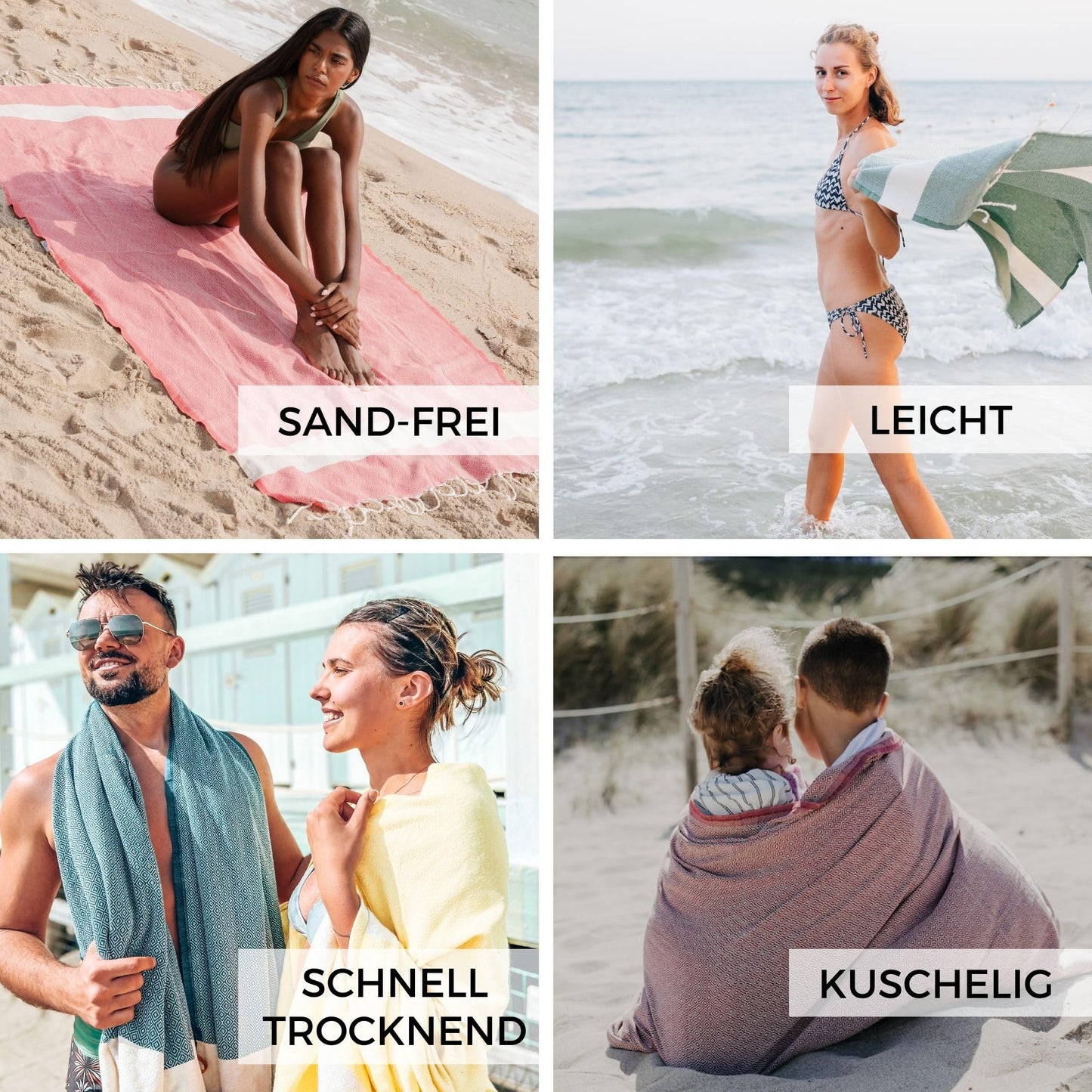Furora Holiday beach towel large 100x200 cm: Cotton (2er set), light thin compact | Fouta beach towel XXL, hammam towel sauna towel | Women & men bath towel beach blanket - Vacation must-haves