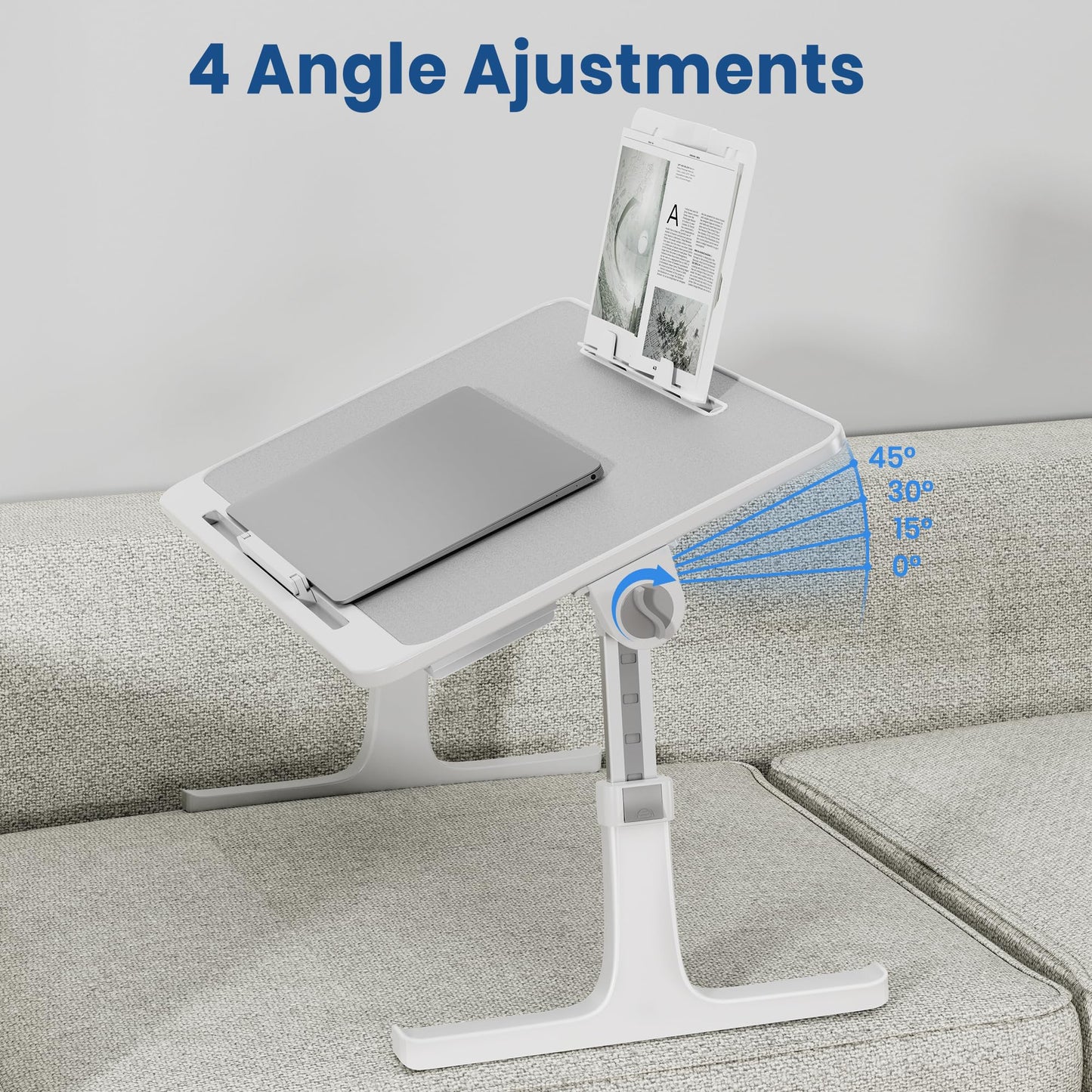 KELOFO Bedside Table Laptop Desk with Drawer Adjustable Foldable Laptop Desk For Eating, Working, Writing, Gaming, Drawing 60 * 40 cm