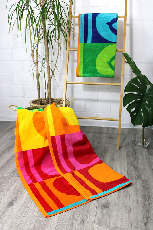 Jilda-tex Beach Towel 90x180 cm Bath Towel Beach Towel Hand Towel 100% Cotton Velour Terry Easy Care (Flip Flops)