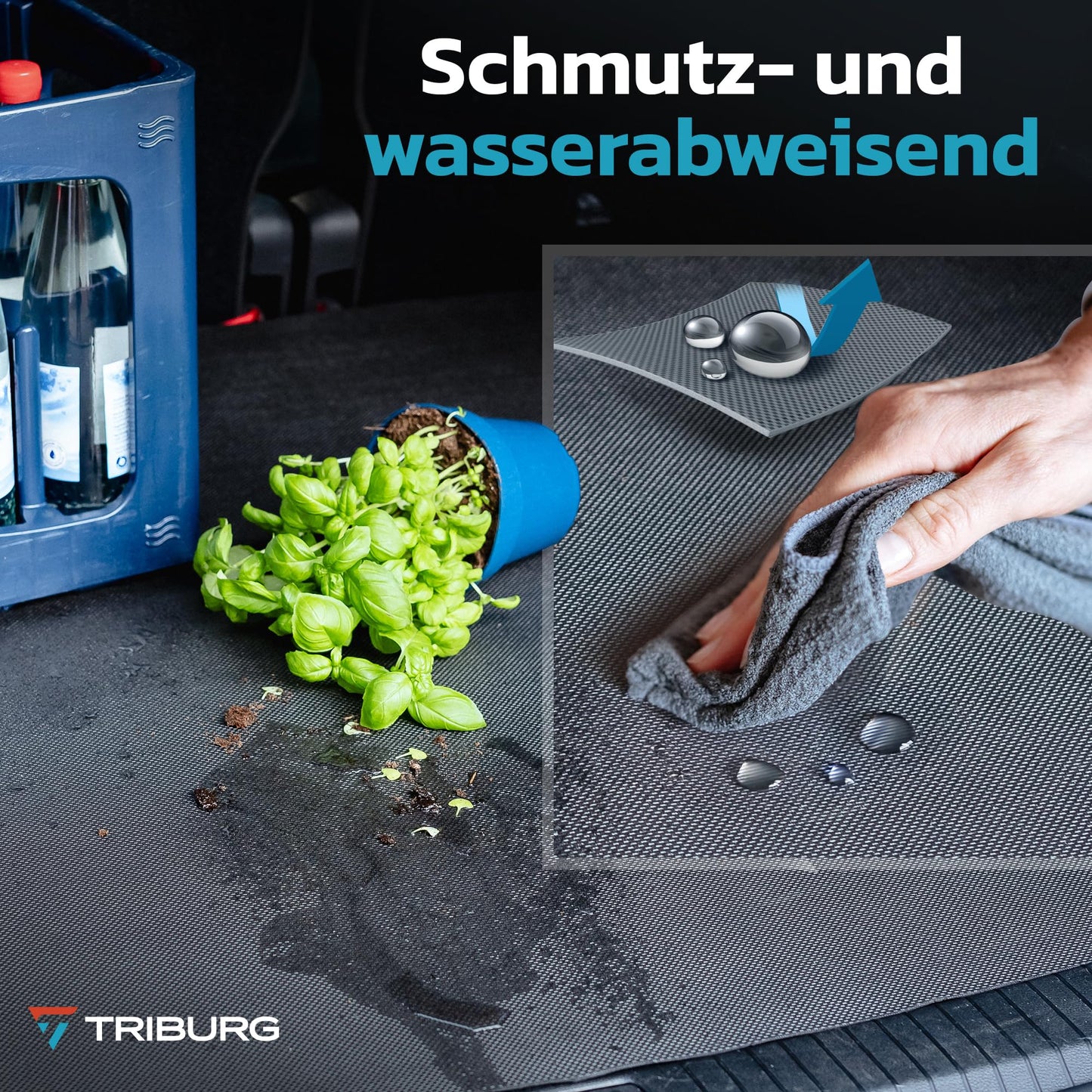 TRIBURG Universal anti-slip dirt mat 120x180 cm Waterproof and Customizable - trunk mat - non-slip mat for car - non-slip mat for drawers - trunk protection mat
