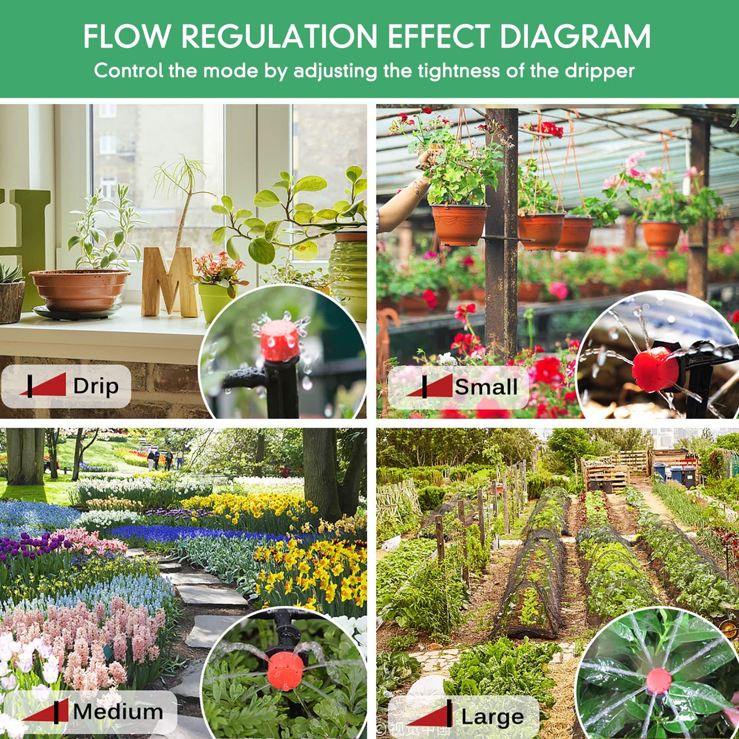 ANJUN 50m Garden Irrigation System, 200 Pcs Garden Irrigation Kit, Automatic Drip Irrigation Garden Misting Cooling System for Landscape, Flower Bed, and Patio Plants (50M)