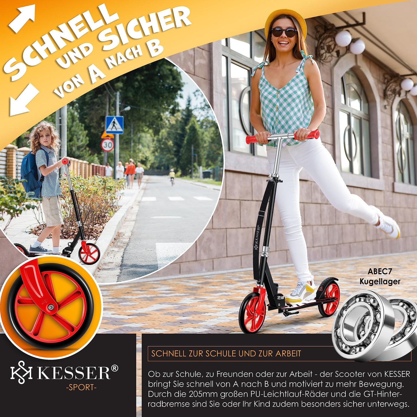Kesser® Scooter Roller Children's Scooter City Scooter Push Scooter Kick Scooter Kickscooter | Panther (White)