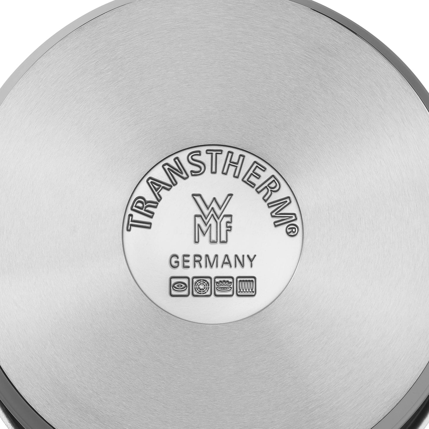 WMF Gourmet Plus 5-piece Induction Pot Set, includes metal lids, made of Cromargan stainless steel, non-coated induction pots with inner scaling.