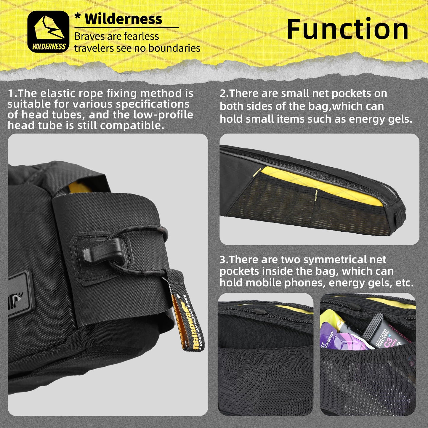 Rhinowalk bike frame bag, waterproof tube bag, top tube bags, triangle bag, bicycle bag for mountain bikes, road bikes, bike accessories.
