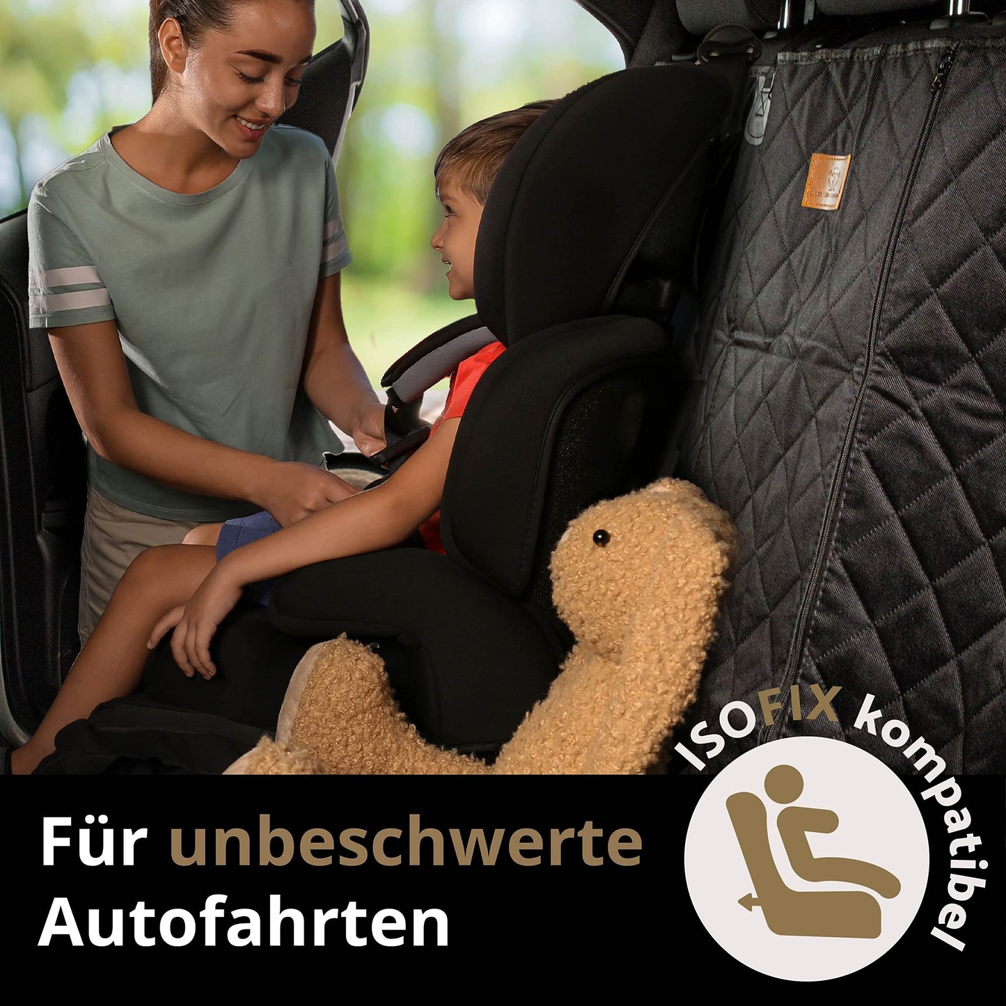 AMZPET ISOFIX Dog Car Seat Cover - Waterproof, Scratch-resistant, Non-slip, Washable (133 x 56 cm)