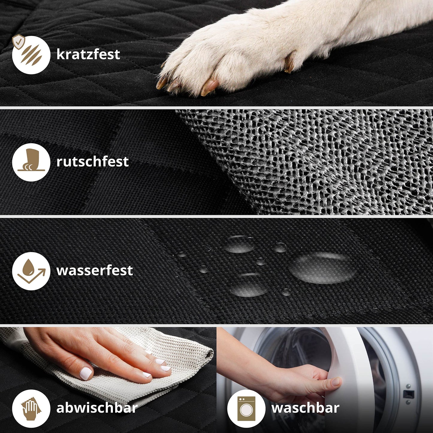 AMZPET Dog Car Seat Cover (Extra Wide: 143 cm) - Waterproof - Non-slip & Scratch-resistant - Durable - 56 x 45 x 143 cm
