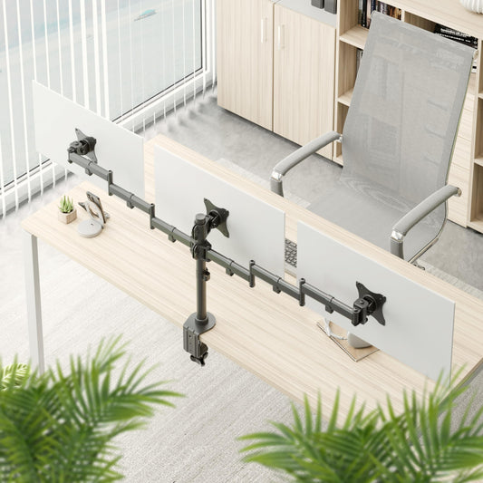 RICOO monitor mount 3-way monitor stand triple arms for 13-27 inch computer monitors screen mount TS5911 PC monitor arm screen stand desk mount holder monitor mount