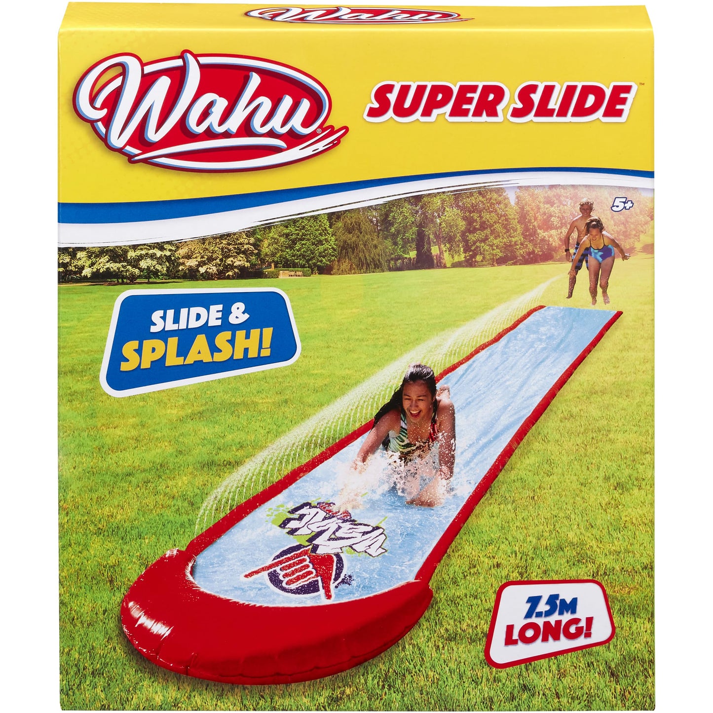 Wahu - SUPER SLIDE – 7.5m water slide for kids 5+ – Outdoor water toy for garden – Water slide with sprinkler – Summer fun water activity – Easily attach to garden hose.
