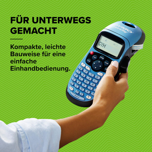 Dymo LetraTag LT-100H+ Label Maker Handheld with Holder | Portable label printer with ABC keyboard | Includes paper and clear plastic labels | Perfect for office & home.