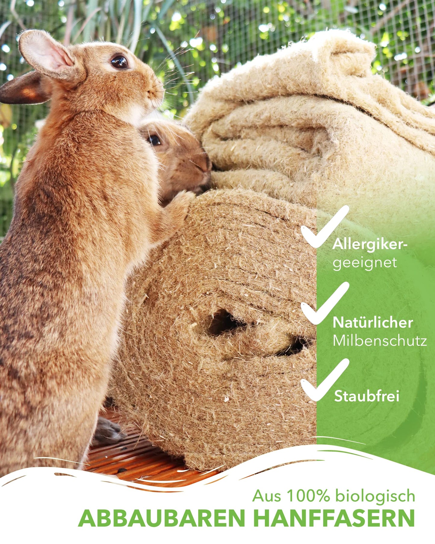 100% hemp rug, 100 x 50cm, 5mm thick, suitable for all small pets, hemp mat for rodents, floor covering (3 pieces)
