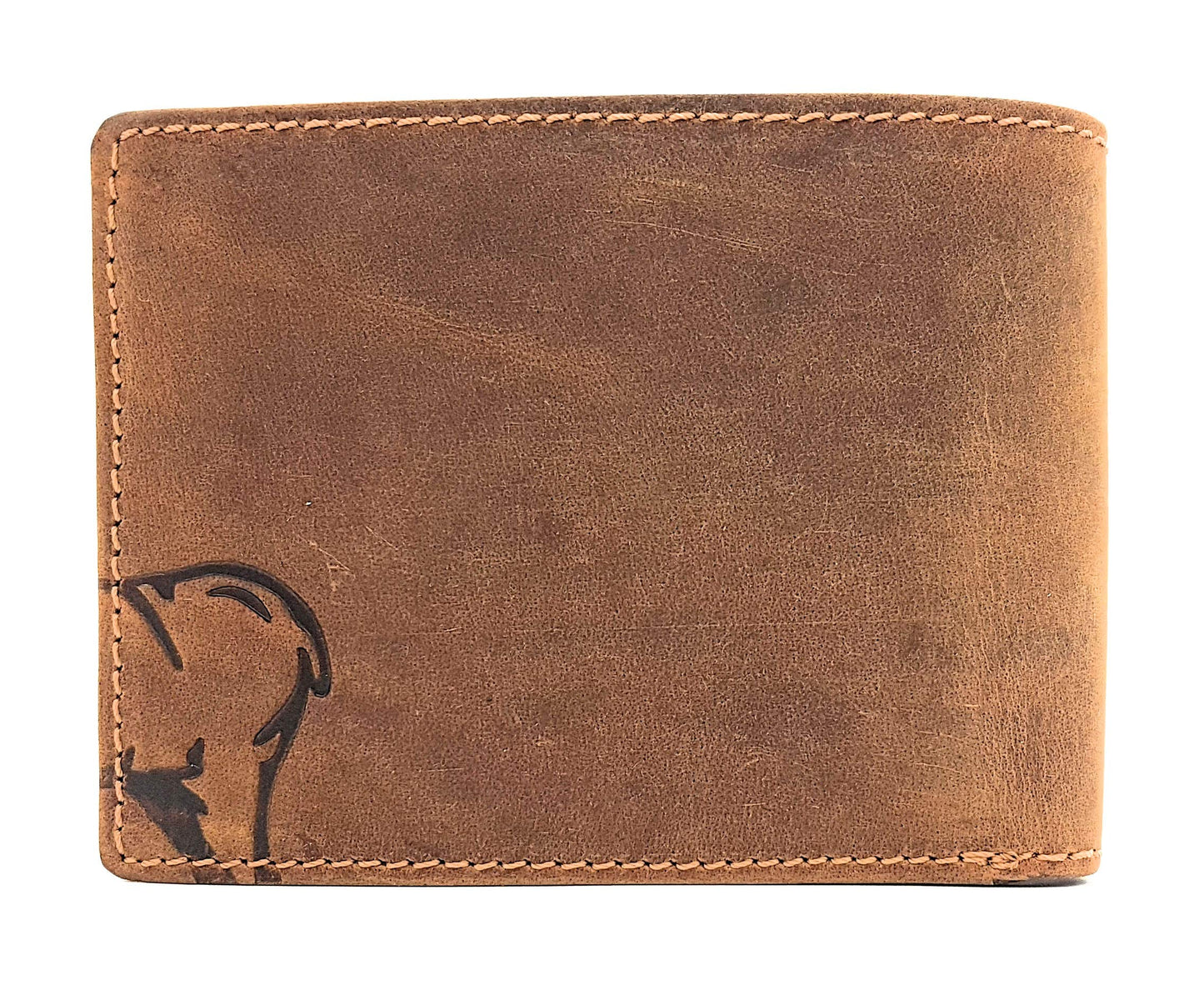Jockey Club genuine Buffalo full grain leather wallet for men, natural Hunter leather wallet with RFID NFC protection deer