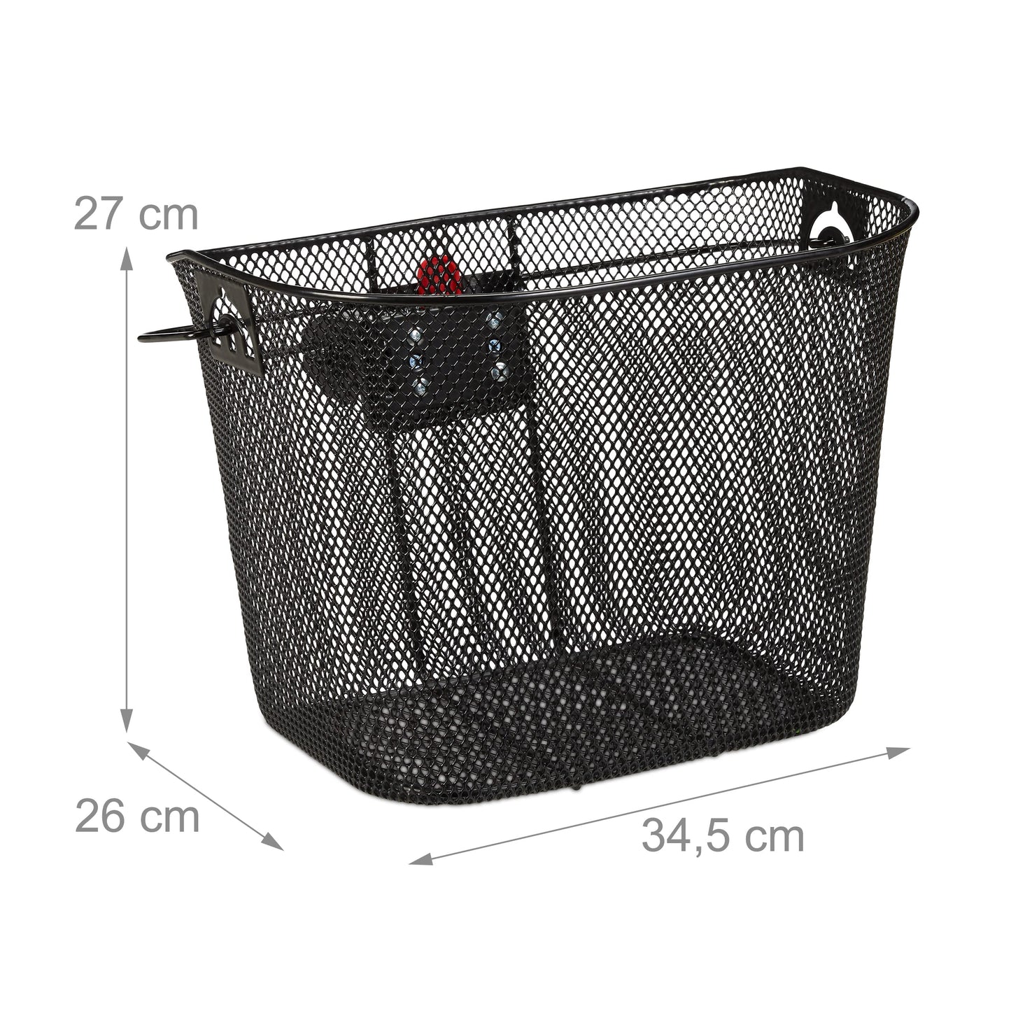 3 x front bike basket, removable, with click system, metal handlebar basket, tightly woven, dimensions 27x34.5x26cm, black