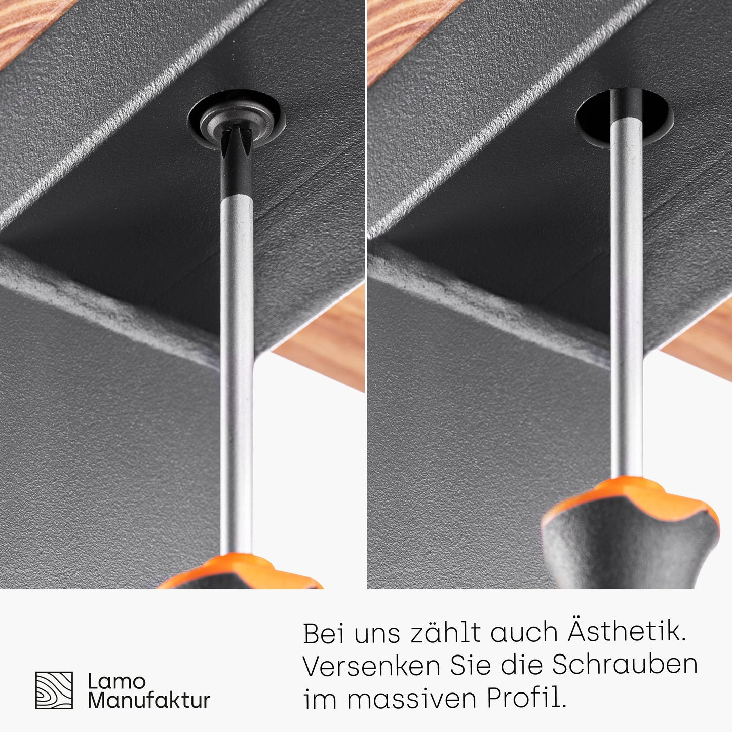 LAMO Manufacture table legs for desk dining table, Simple Medium, square profile 60x30 mm, table frame 60x72 cm (WxH), raw steel with clear lacquer, 2 pieces, LTS-01-D-CC-0000