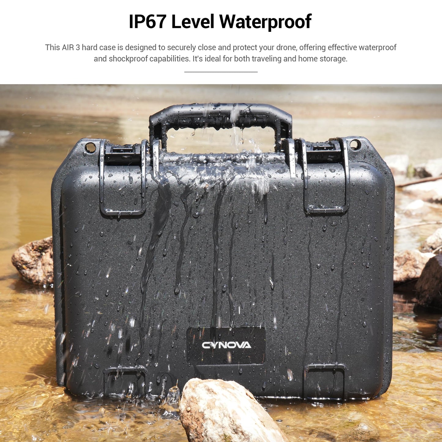 CYNOVA case for DJI AIR 3 Drone, DJI Air3 waterproof hard shell case with secure carrying bag for DJI Air 3 Fly More Combo Drone accessories, compatible with DJI RC 2/RC-N2 remote control.