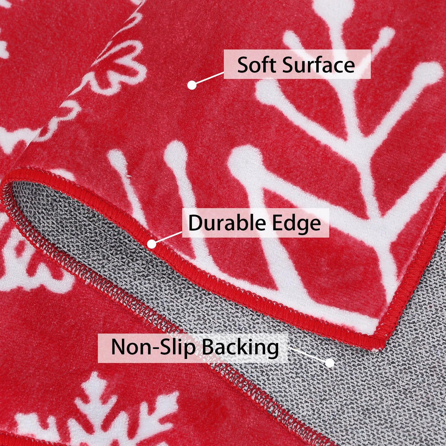 LuxFocus Runner, 60 x 180 cm, Christmas decoration, rug for hallway, Christmas, indoor decor, soft red carpet, snowflake pattern, kitchen, hallway, runner, machine washable, non-slip, 60