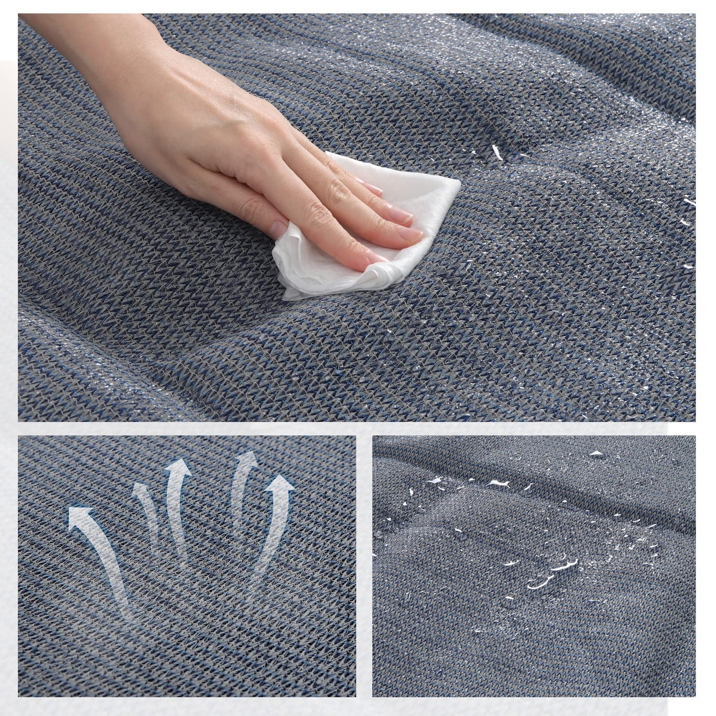 Laneetal awning carpet 300x400cm, outdoor camping rug with pegs, tent mat, RV outdoor carpet with eyelets carrying bag made of HDPE 280 g/sqm, tent floors, blue-gray.