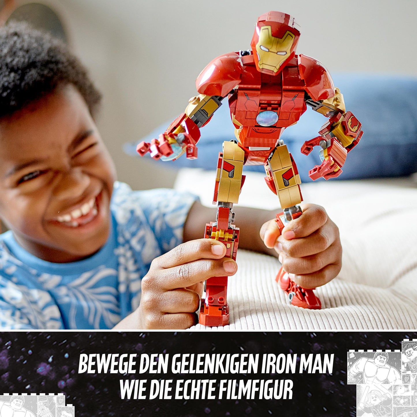 LEGO 76206 Marvel Iron Man Figure, toy and decoration model for collecting and building for kids aged 9 and up from Avengers: Age of Ultron, Infinity Saga