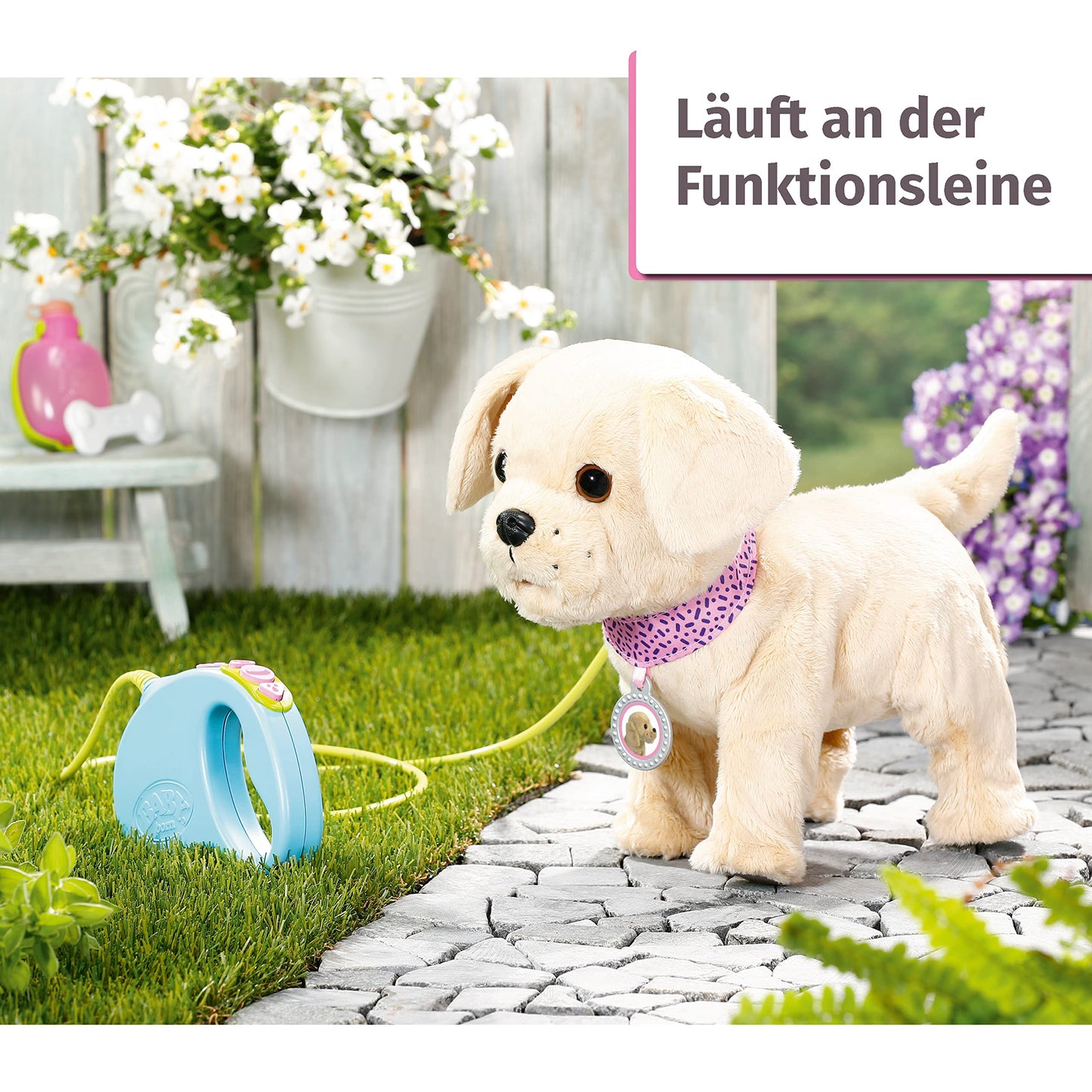 BABY born, dog, My Lucky Dog, BABY born dog with functions including collar, pendant, leash, bottle, and bone, 829417, Zapf Creation.