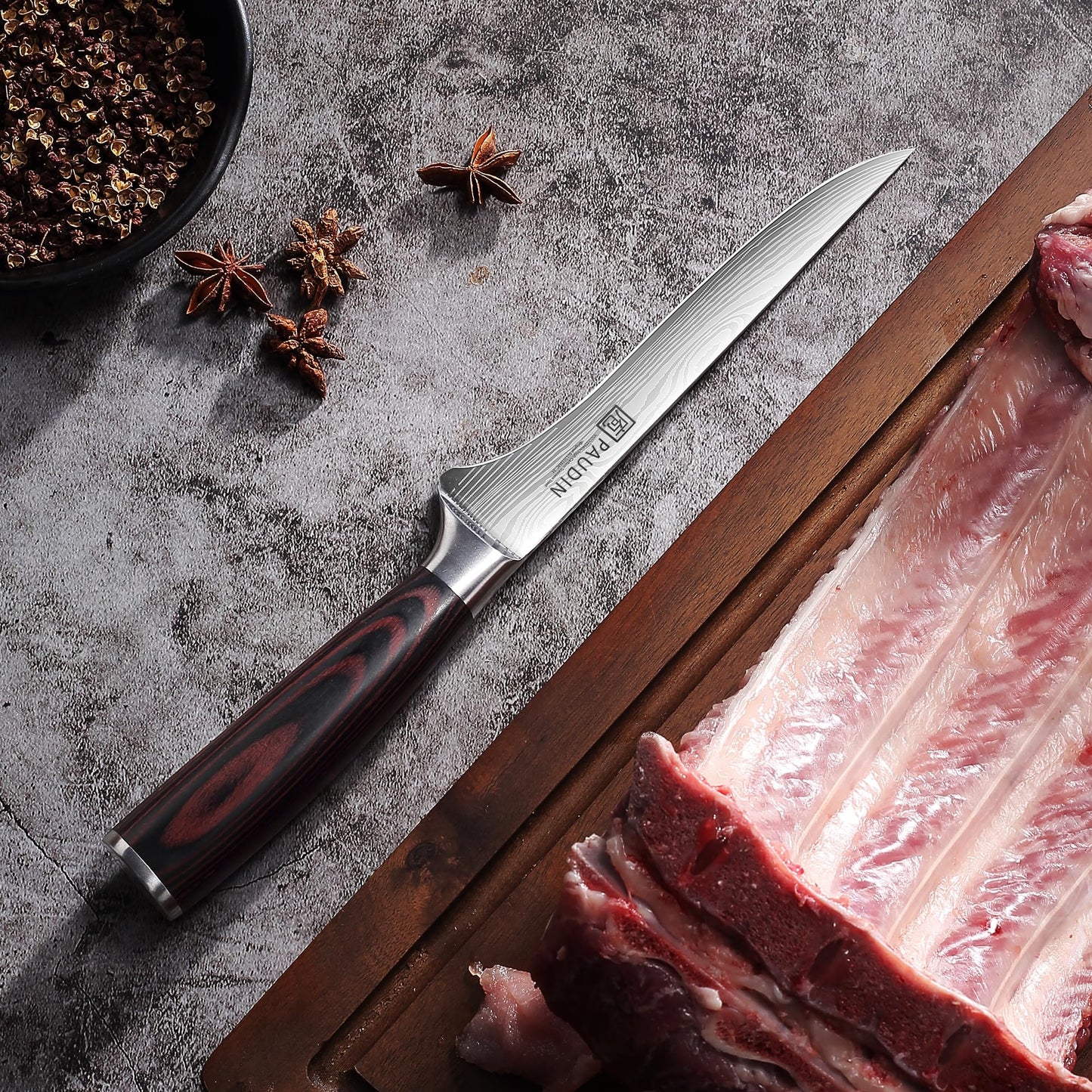 PAUDIN 15 cm fillet knife kitchen knife made of high-quality stainless steel, professional chef's knife with sharp blade