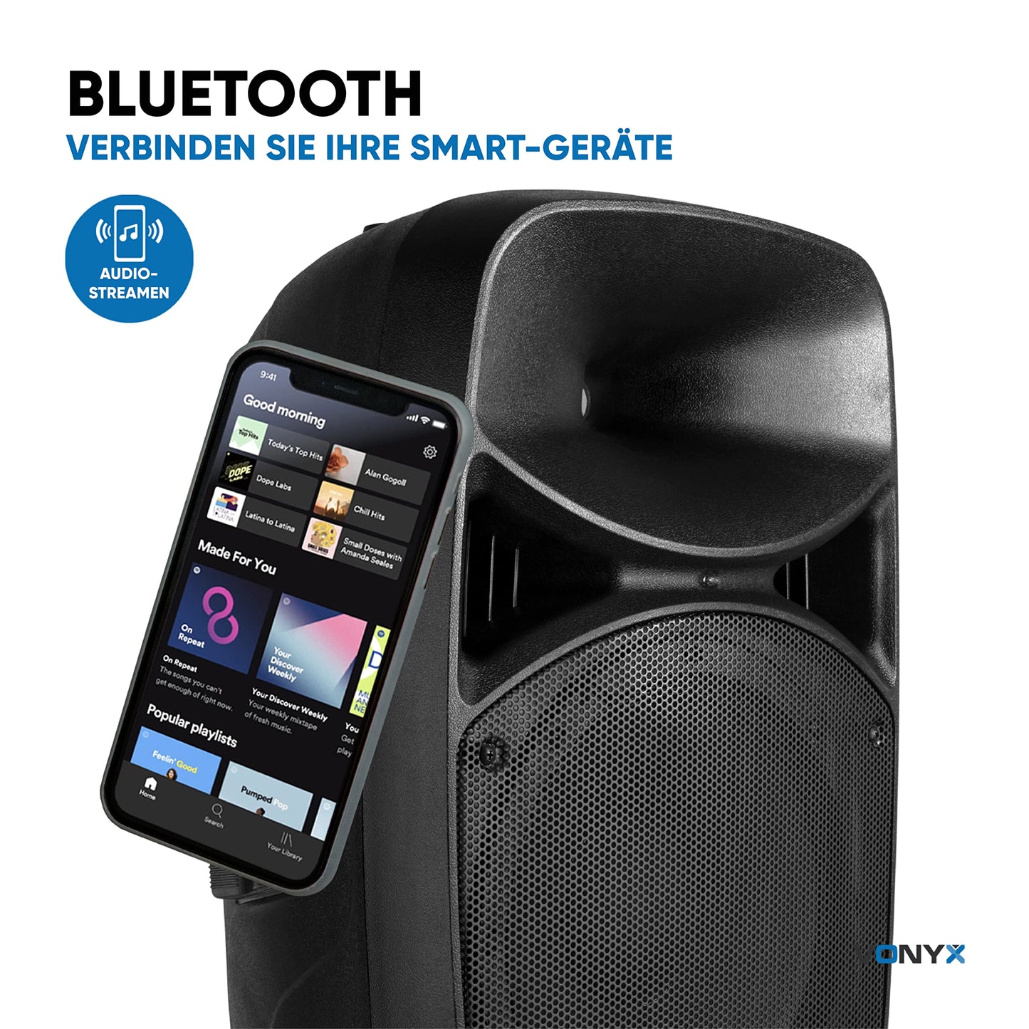 Vonyx VPS122A PA speaker set with stand and microphone, 1000 watts 12-inch LED active boxes, party box Bluetooth with tripods, USB, SD, MP3, PA system complete set, DJ speakers, tripod speaker set