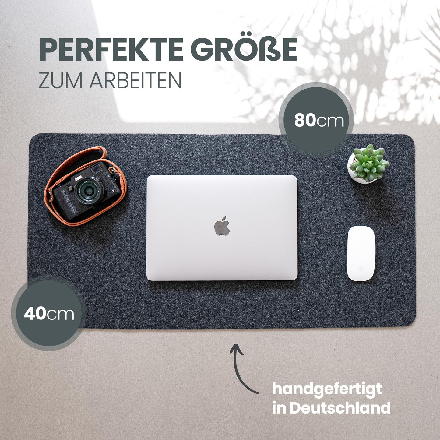 Desk pad felt 80x40cm - Made in Germany - washable desk pad made from upcycled rPET felt - Large mouse pad - Desk pad felt easy and green®