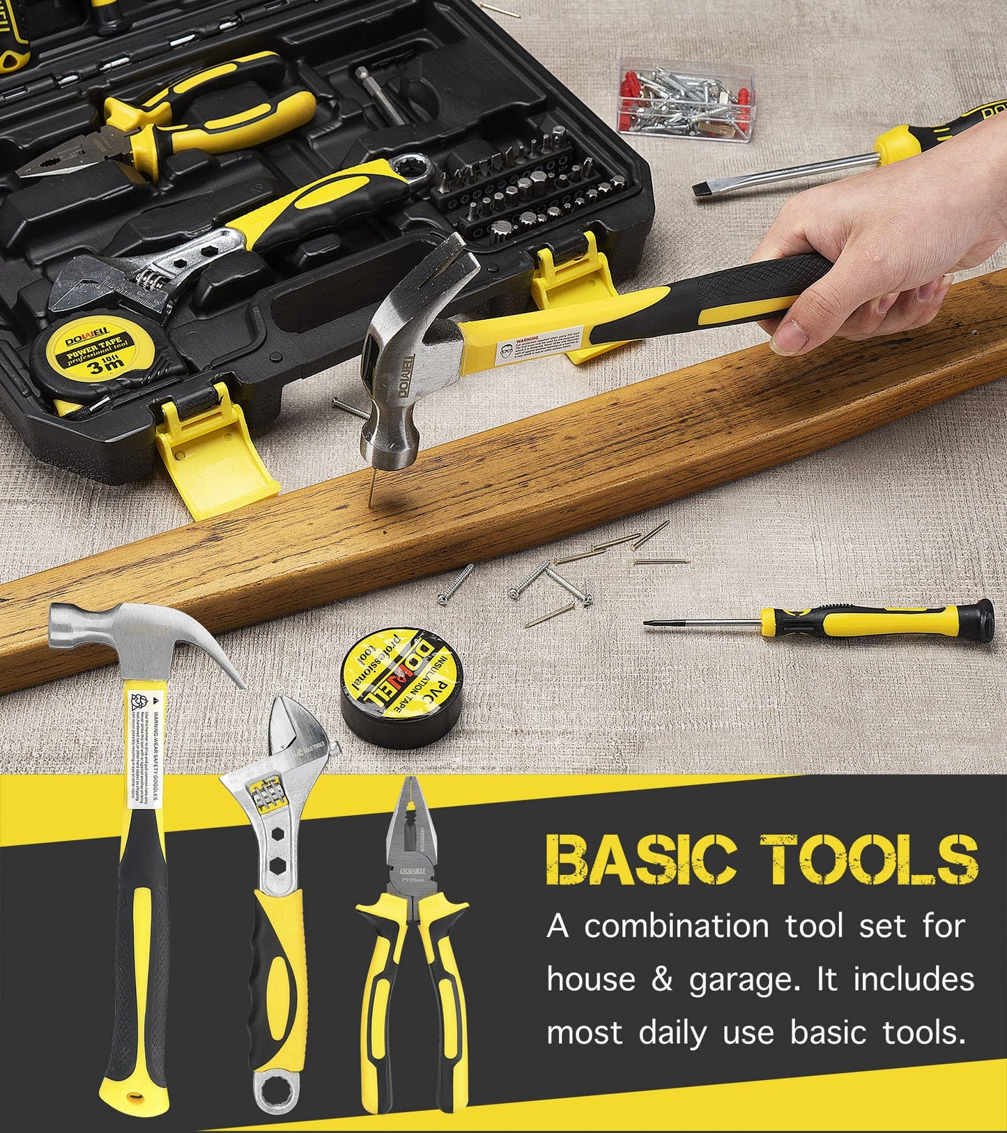 DOWELL mechanic tool set socket wrench car repair tool set 168pcs hand tool kit tool box storage box