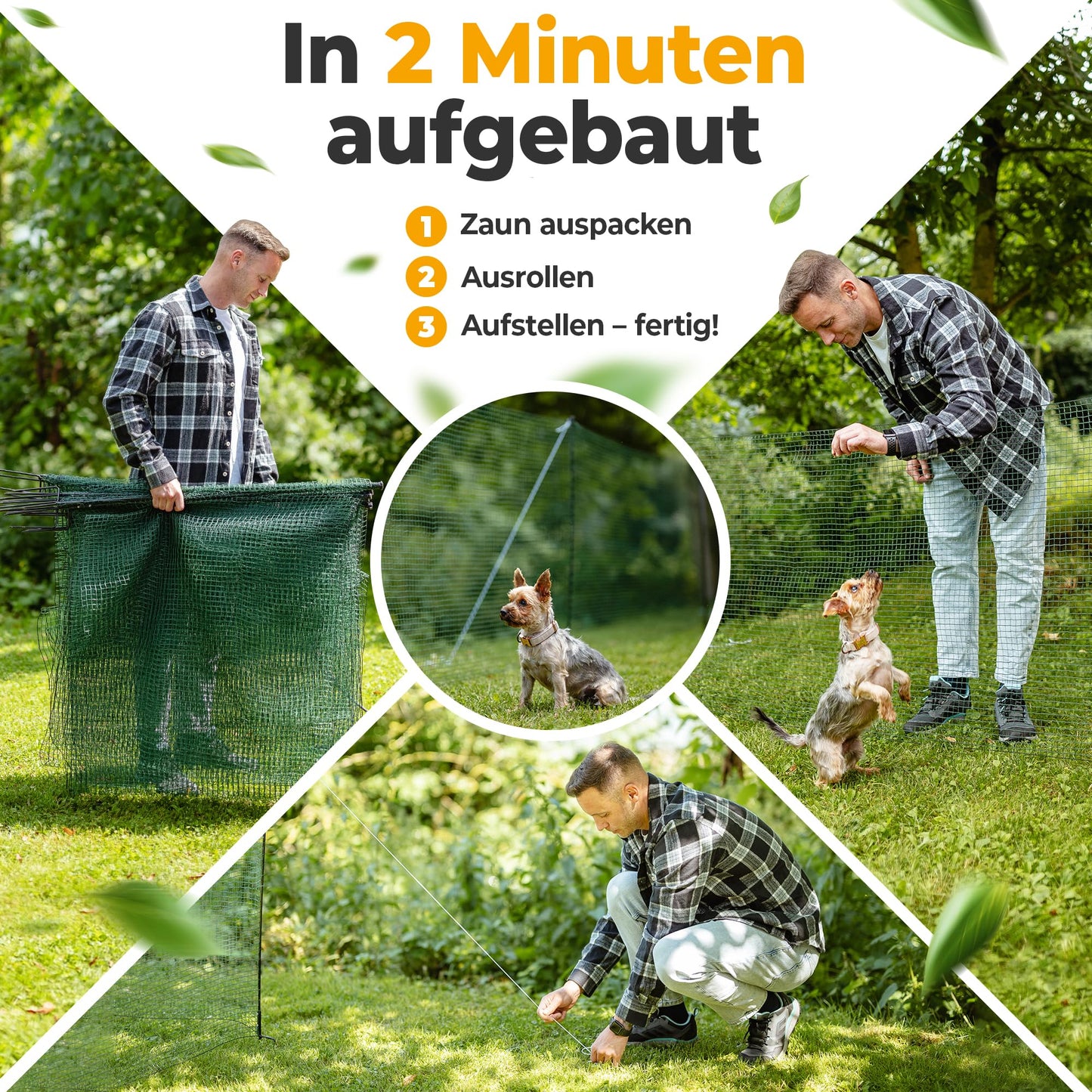 NATURIZยฎ Mobile Dog Fence & Pasture Fence 20m - Camping Fence for Dogs without Electricity, Boundary Fence, Garden Fence, Chicken Fence extremely stable, 90cm high (20m)