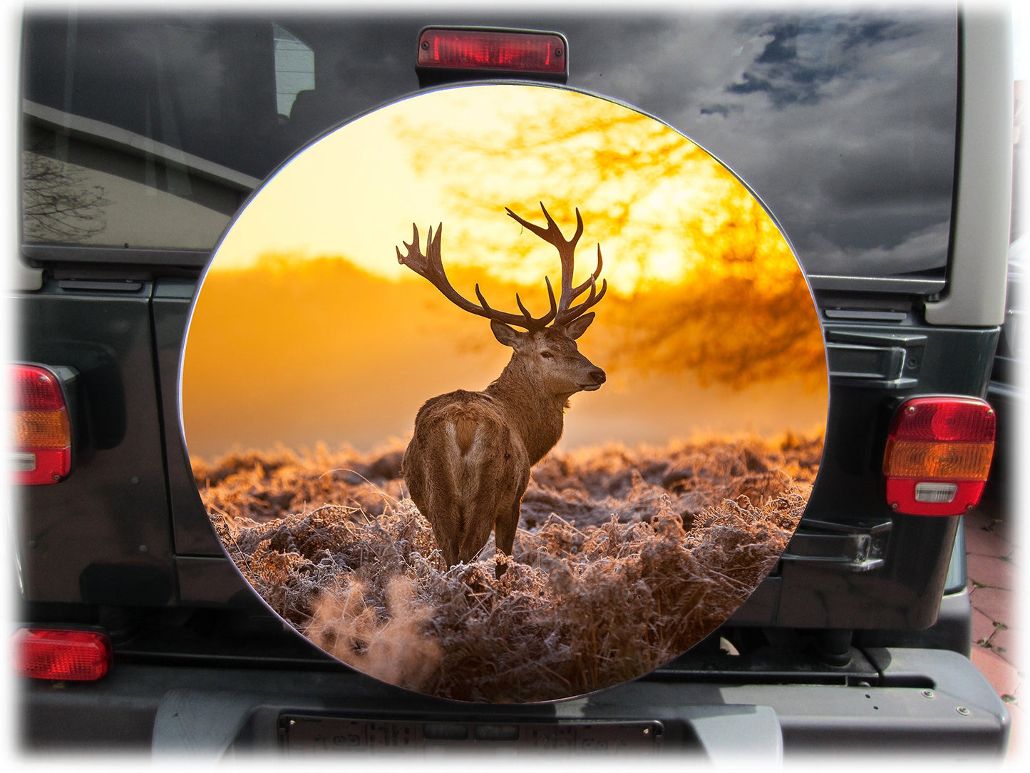 AB3-00179 DEER Spare Tire Cover 68x21 cm Spare Wheel Cover Tire Cover Wheel Bag Cover Protective high-quality tarpaulin material and faux leather Diameter 68cm, Width 21cm