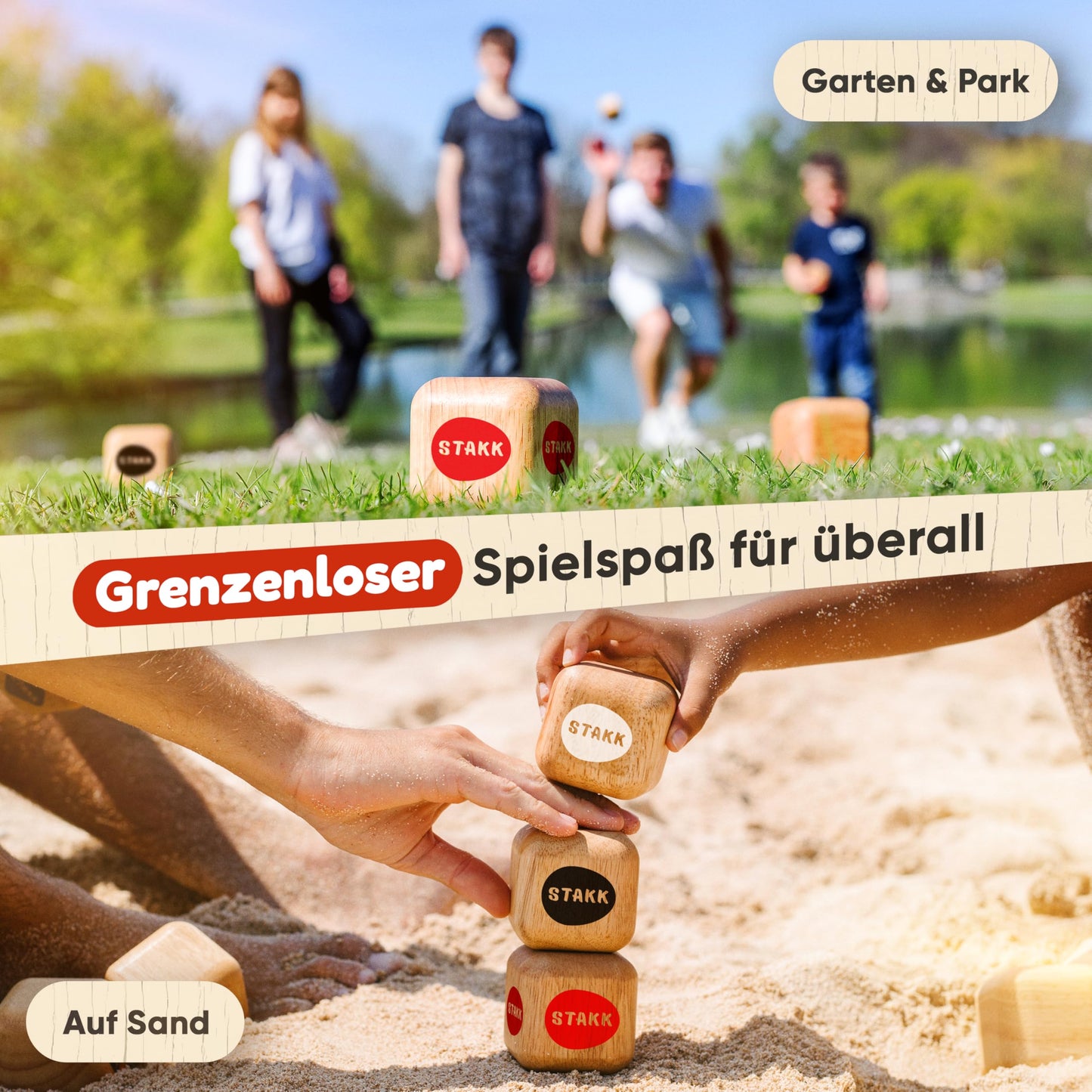 STAKK | The new outdoor throwing game for kids & adults | Bocce-boule with a modern twist | Exciting garden and beach game for young & old | Invented in Germany