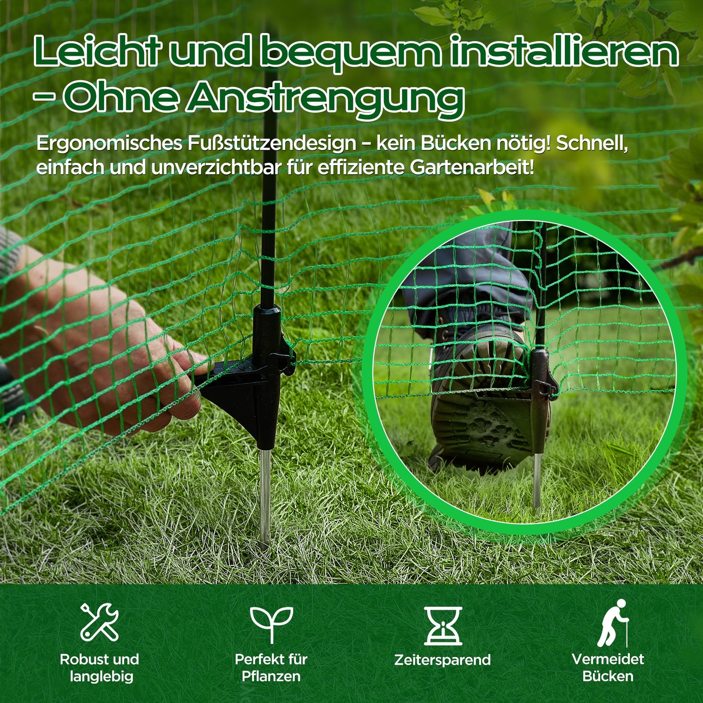 Signstek electric fence, portable fence 90 cm tall, 25m long, 15 stakes, garden net, camping fence, chicken fence, dog fence, barricade fence, stake fence, boundary fence.