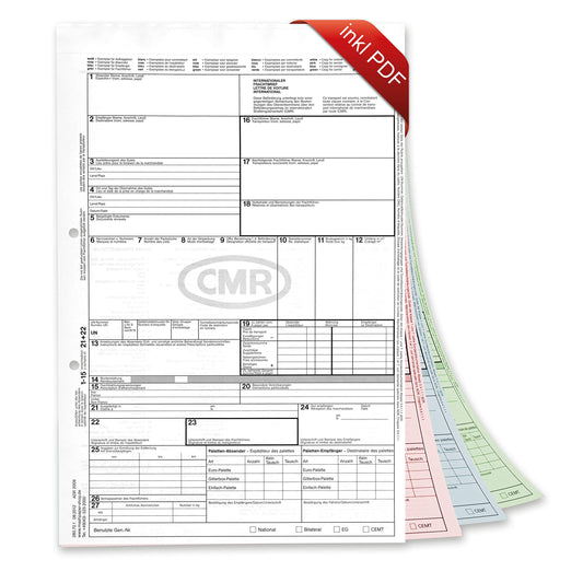 International CMR consignment note self-copying 200 pieces single sheet 280701.
