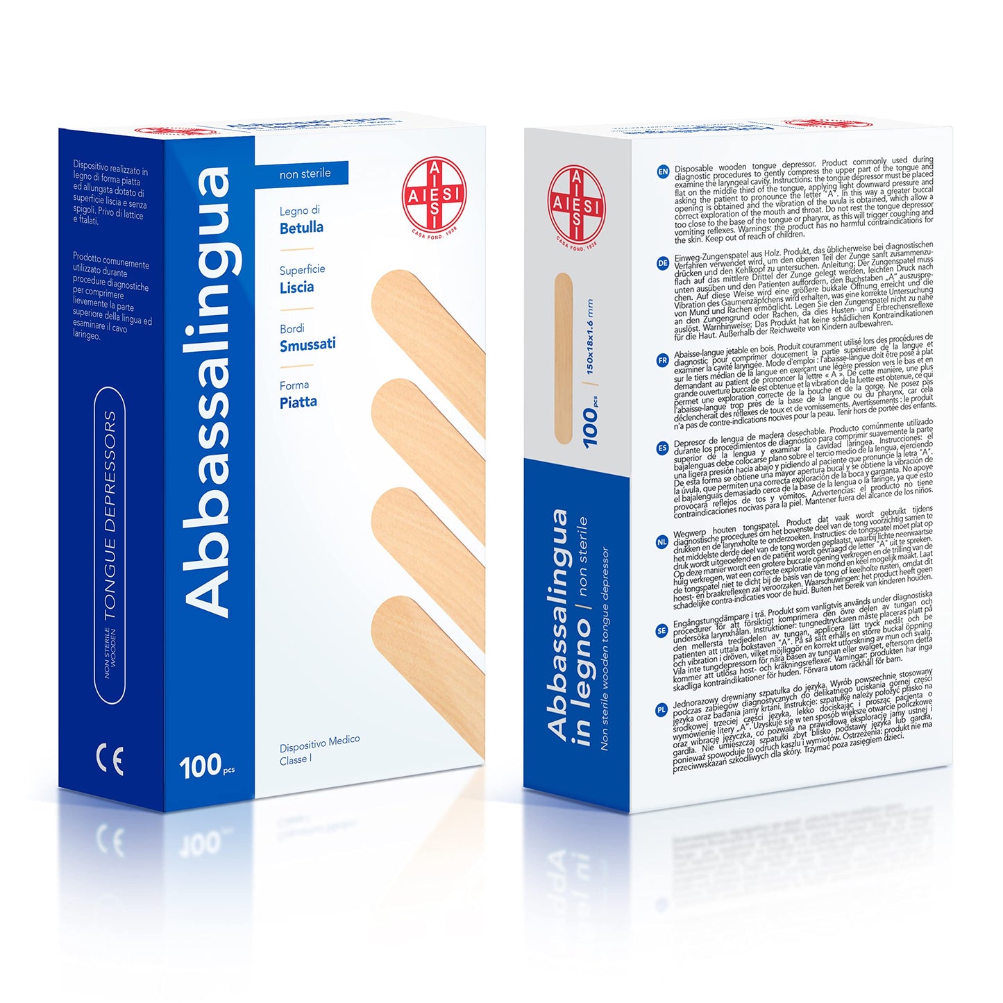 AIESI® wooden tongue depressors disposable NON STERILE (pack of 5000 pieces)