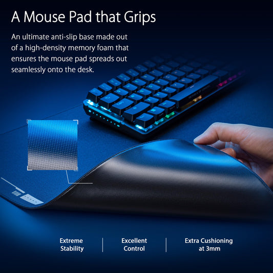 ASUS ROG Home Ace XXL Gaming Mousepad (soft and non-slip rubber base, hybrid fabric surface providing consistency and control, water, oil, and dust repellent)
