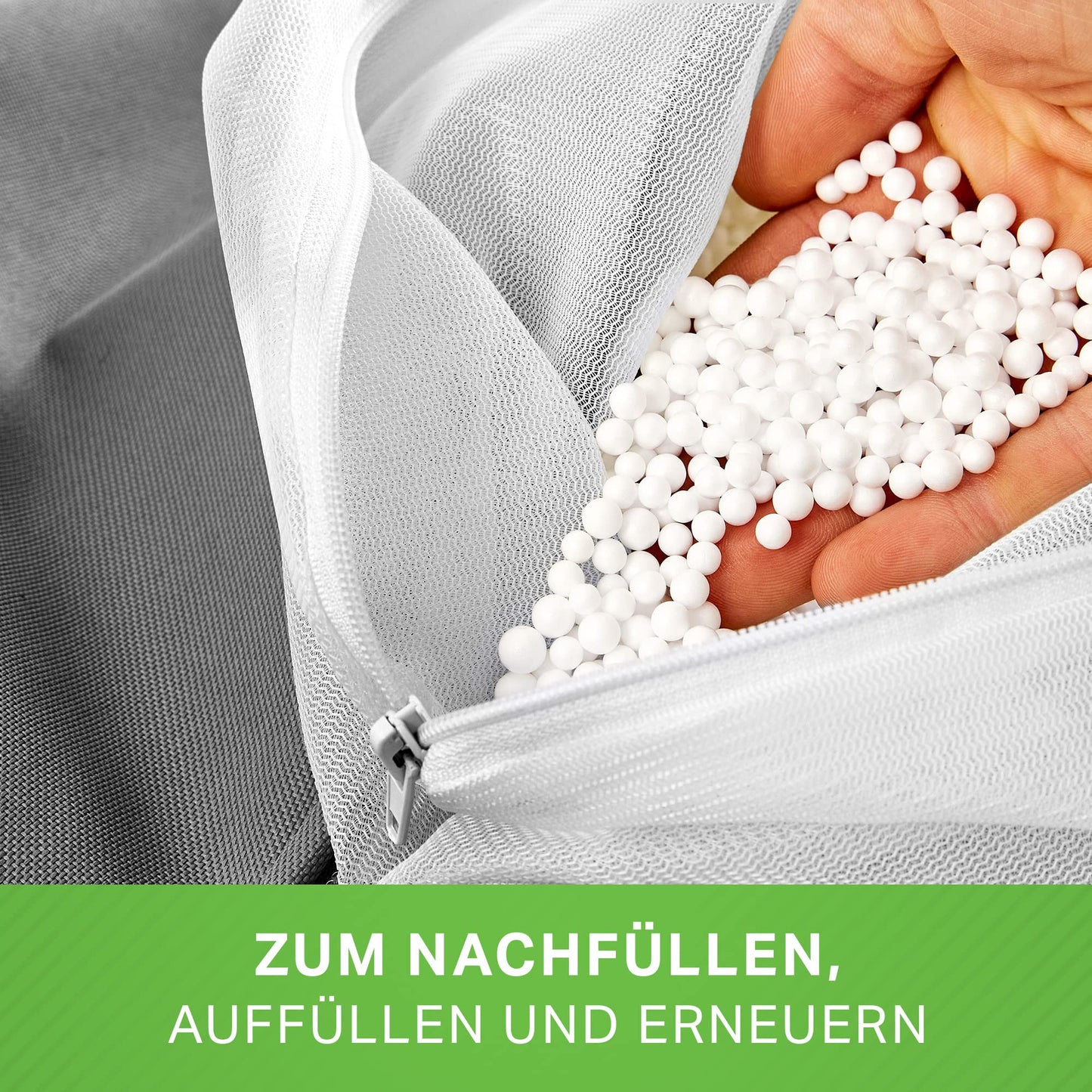 Green Bean 200 liters High-quality EPS beads from German production for bean bag filling | Styrofoam bead refill pack for cushion filling, nursing pillows, bean bags