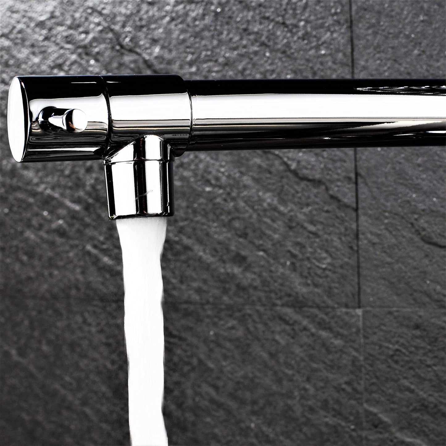 Professional kitchen sink mixer tap with shower spray, spiral spring, and extendable hose in gloss/chrome finish.