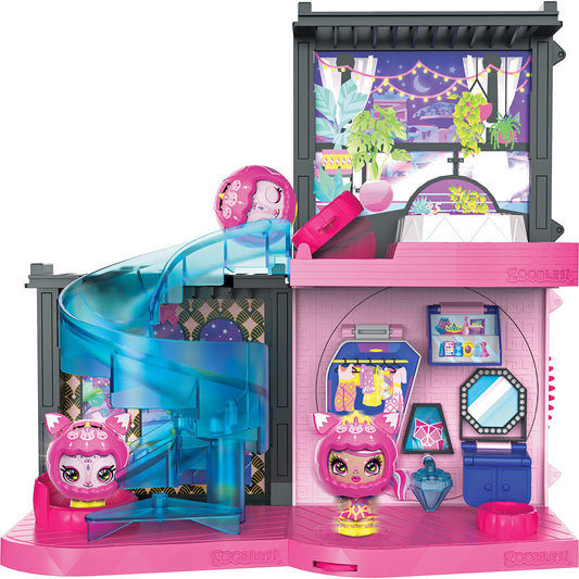 Zoobles Magic Mansion dream house with 6 rooms, slide, and accessories.