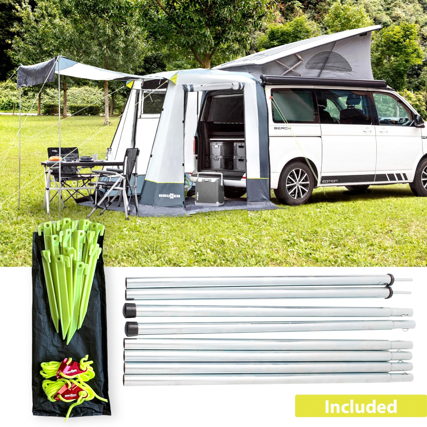 Brunner rear tent Comet 200 x 200 x 205 cm, one size, Grey/dark grey