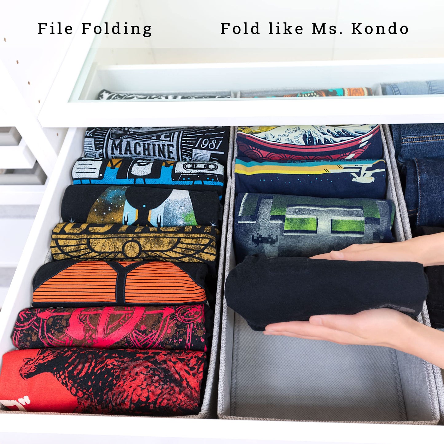 SIMPLE JOY® PAX100 FileFolding Box for IKEA Pax wardrobe; THE ORIGINAL; precise fit; sturdy bottom; drawer organizing system, set of 4