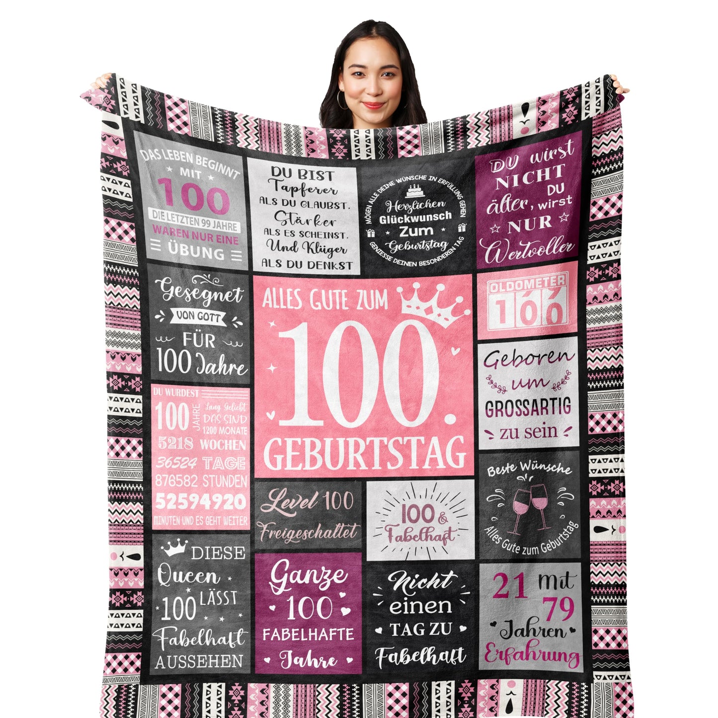 Yesbird 100th birthday women, 100th birthday decor, 100th birthday women, gifts for 100th birthday woman, gift 100th birthday woman blanket 200x150CM